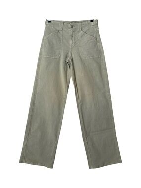 AE Stretch High-Waisted Stovepipe Jeans in light olive green color